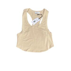 We Wore What Tan Cotton Cropped Scoop Tank Top M